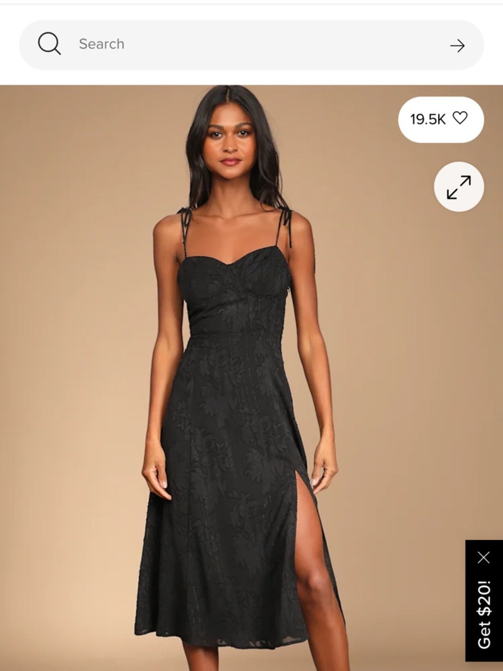 Lulu's Black Tie-Shoulder Midi Dress with Side Slit